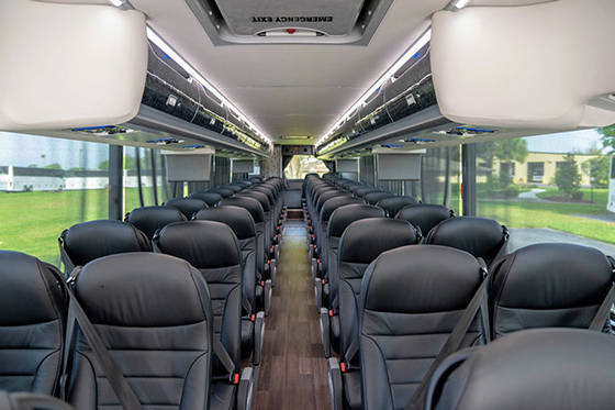 Flat-screen TVs on charter bus