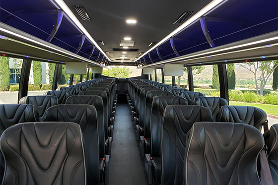 Overhead bins on charter bus